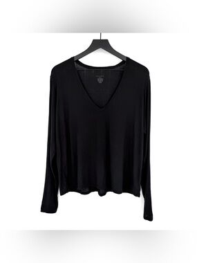 NEGATIVE Whipped V-Neck Long Sleeve Shirt Black XXL